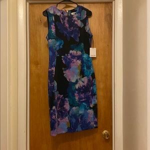 Calvin Klein watercolor floral print scuba dress